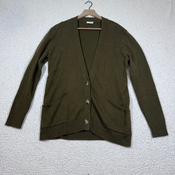 J.Jill Wool Cashmere Blend Button Cardigan Sweater Size S Tall Olive Green - Picture 1 of 4
